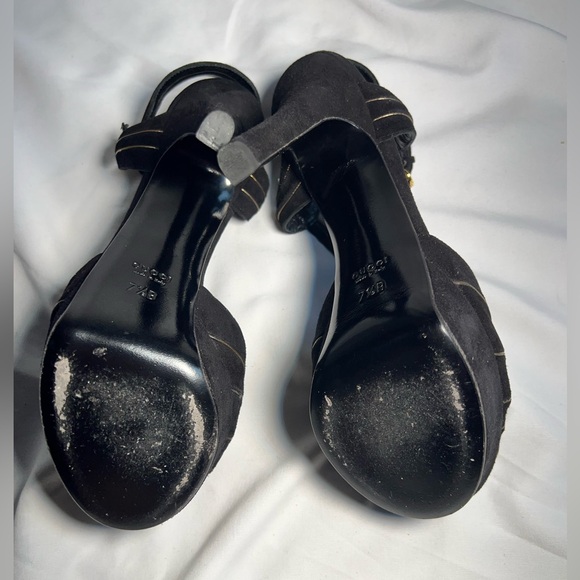 GUCCI Suede Black and Gold Knot Platforms | 7.5 - Picture 7 of 16